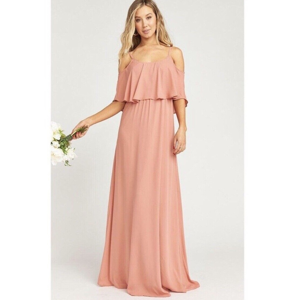 Show Me Your Mumu Caitlin Ruffle Maxi Dress Rustic Mauve Crisp